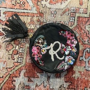 Anthropologie x Anna Harlow Russo - beaded clutch “R”